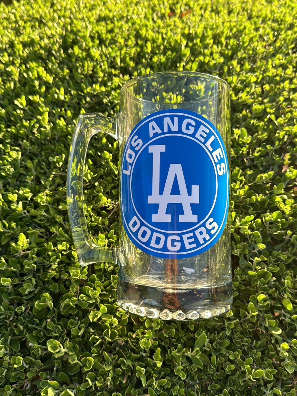Los Angeles Dodgers Glass Beer Mug - Blue & White Logo